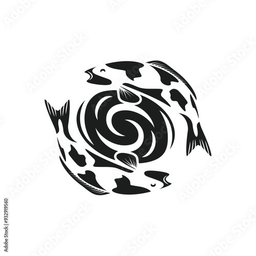 yin yang koi fish logo icon vector element design template