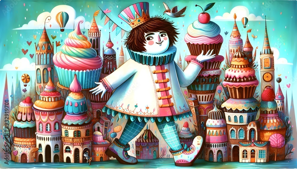 Naklejka premium Reino de Dulzura: Tierra de Golosinas