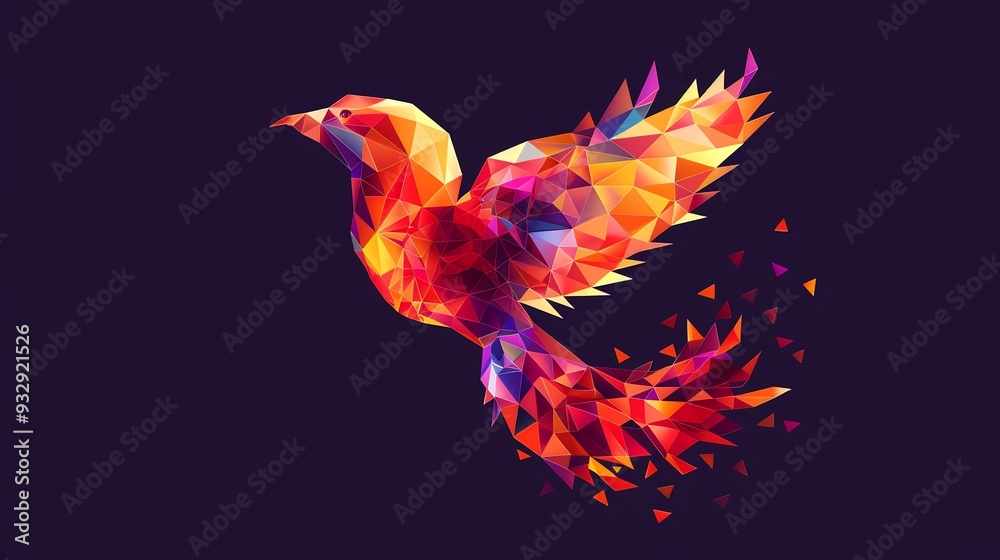 Obraz premium Abstract Low Poly Bird in Flight