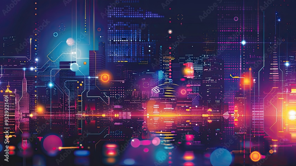 Cyberpunk Cityscape with Neon Lights Cyberpunk Cityscape with Neon Lights