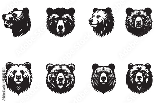 set of bear heads