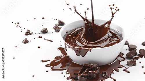 Chocolate Splash in a White Bowl