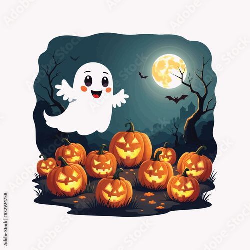 Modern trendy Halloween t-shirt design with illustration