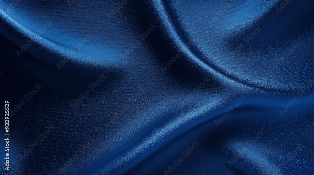 Fototapeta premium Blue Fabric Texture Smooth Flowing Light Shadow Close-Up
