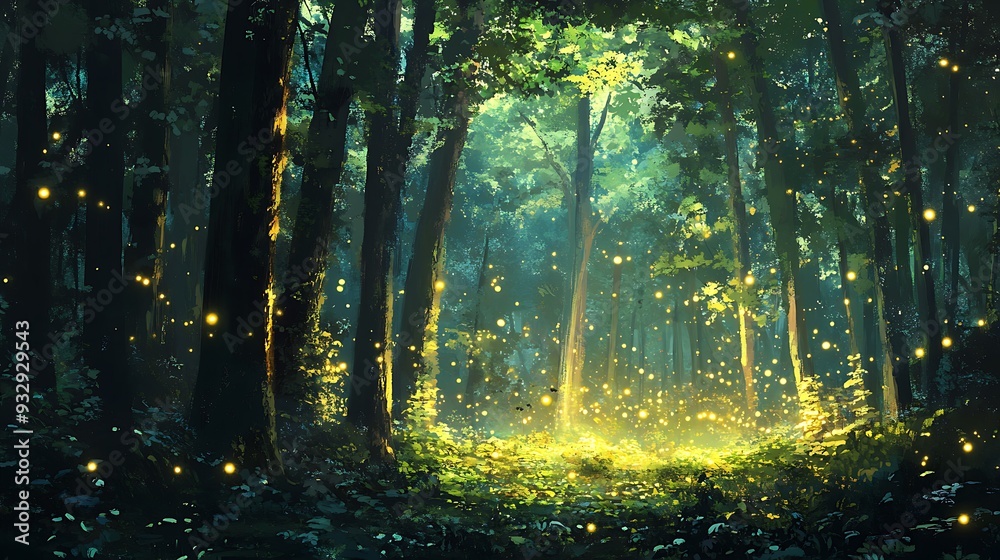 Enchanted Forest with Fireflies Enchanted Forest with Fireflies