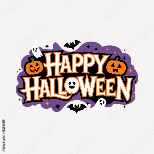 Happy Halloween t shirt design typography on an isolated white background 