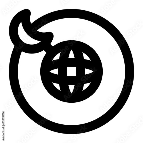 perigee, moon orbital, moon, lunar, orbit, astronomy outline icon