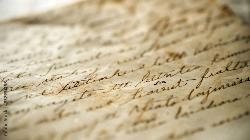Close-up of a handwritten letter, ink slightly smudged, conveying a personal story Close-up of a handwritten letter, ink slightly smudged, conveying a personal story