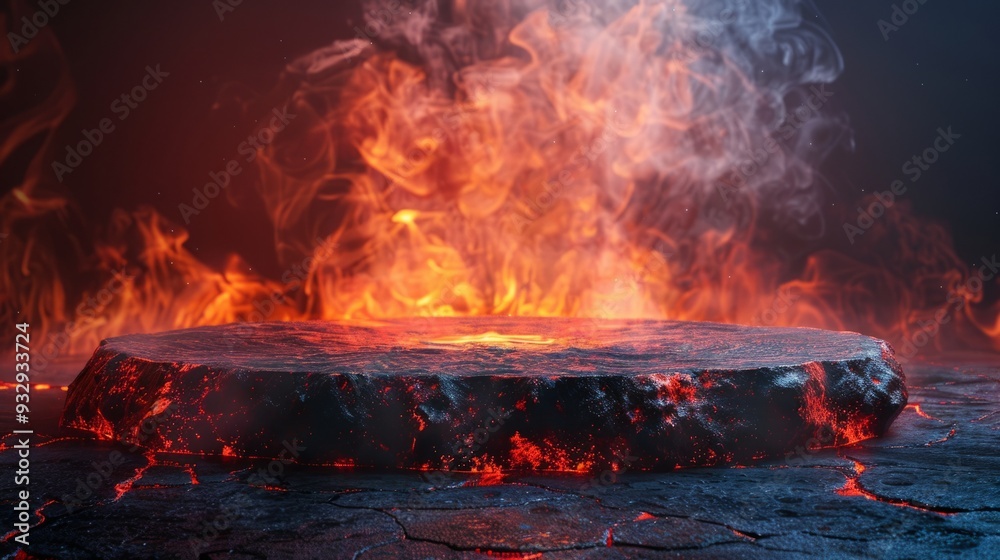 Fire lava podium rock volcano background product magma display 3d scene stone floor. Platform lava podium mountain fire smoke stage hot outdoor ground geometric isolated blast abstract texture meteor Fire lava podium rock volcano background product magma display 3d scene stone floor. Platform lava podium mountain fire smoke stage hot outdoor ground geometric isolated blast abstract texture meteor