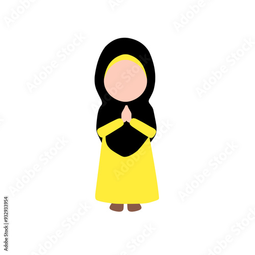 illustration of a muslim girl wearing a headscarf 