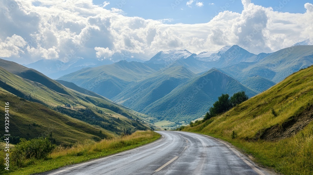 Serene Mountain Road with a Stunning View Serene Mountain Road with a Stunning View