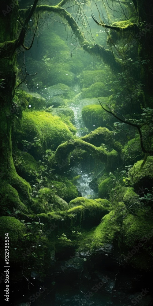 Enchanted forest moss green nature background eco concept Enchanted forest moss green nature background eco concept