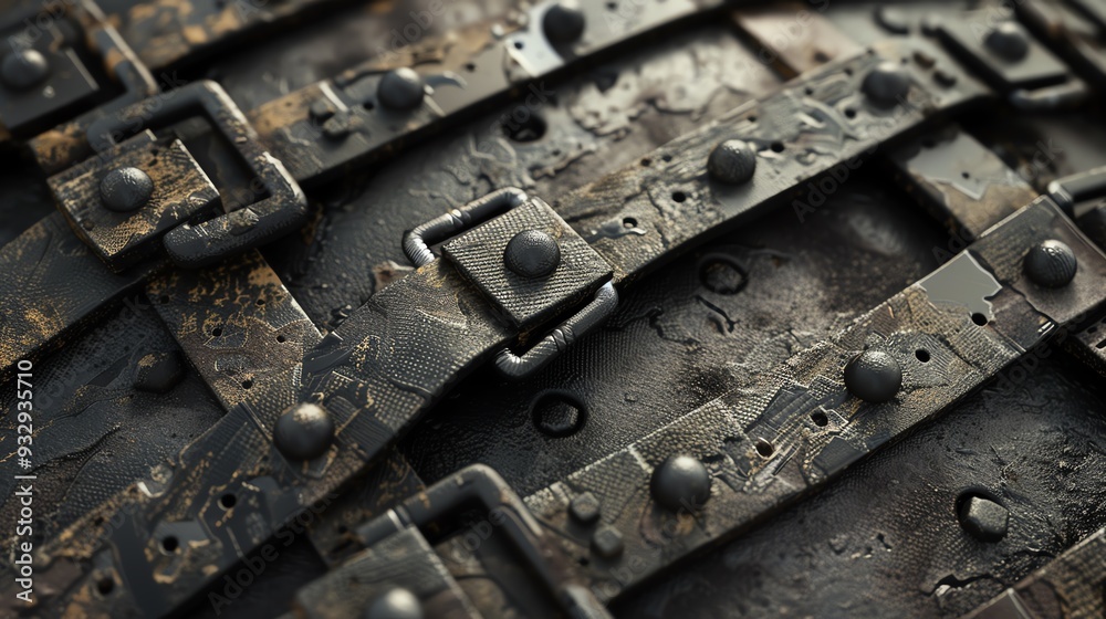 3D render of industrial straps and fasteners, detailed textures 3D render of industrial straps and fasteners, detailed textures