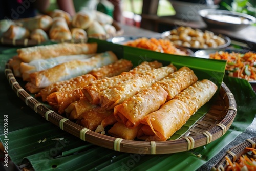 Traditional Indonesian snack with bamboo shoots eggs and choice of protein from Semarang Central Java photo