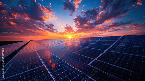 aerial view of solar panels onrooftop of factory solar energy as renewable energy source in business.jpg photo