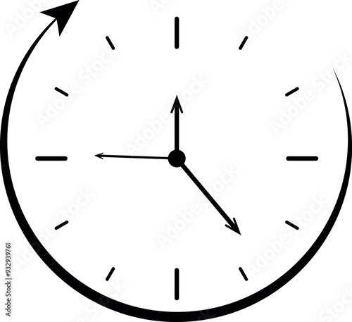 New Design Arrow Clock Icon Outline Vector - High-Resolution Minimalist Clock Symbol, Ideal for Time Management, Scheduling, and User Interface Illustrations