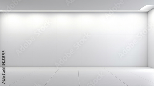 Wallpaper Mural  Perspective view of blank light wall with place for poster or banner in a modern office corridor interior. Torontodigital.ca