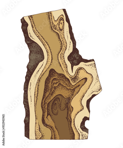Hand drawn vector wood slab