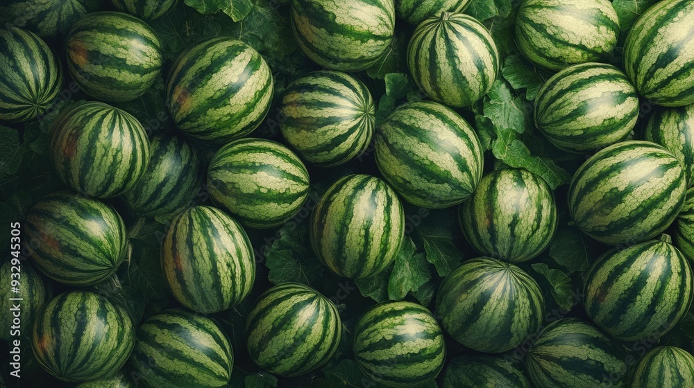 Pattern of Numerous Sweet and Fresh Green Watermelons Pattern of Numerous Sweet and Fresh Green Watermelons
