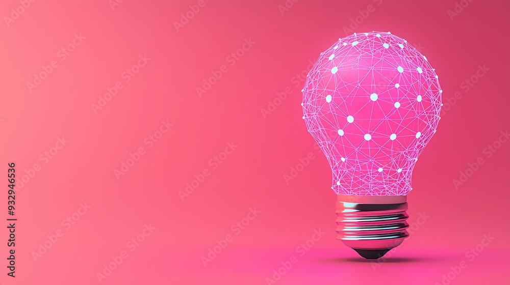 Idea generation, abstract light bulb with digital network, 3D illustration Idea generation, abstract light bulb with digital network, 3D illustration