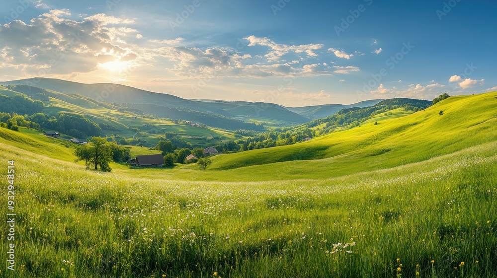 Obraz premium Serene Mountain Valley Landscape