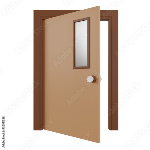 Chocolate Brown 3D Glass Door Illustration photo