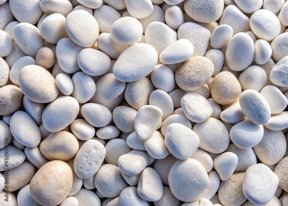 Softly rounded white pebbles invite touch, their gentle texture a soothing balm for the senses as they reflect calm serenity. Softly rounded white pebbles invite touch, their gentle texture a soothing balm for the senses as they reflect calm serenity.