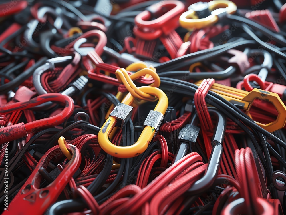 Realistic 3D render of industrial cable ties and straps Realistic 3D render of industrial cable ties and straps