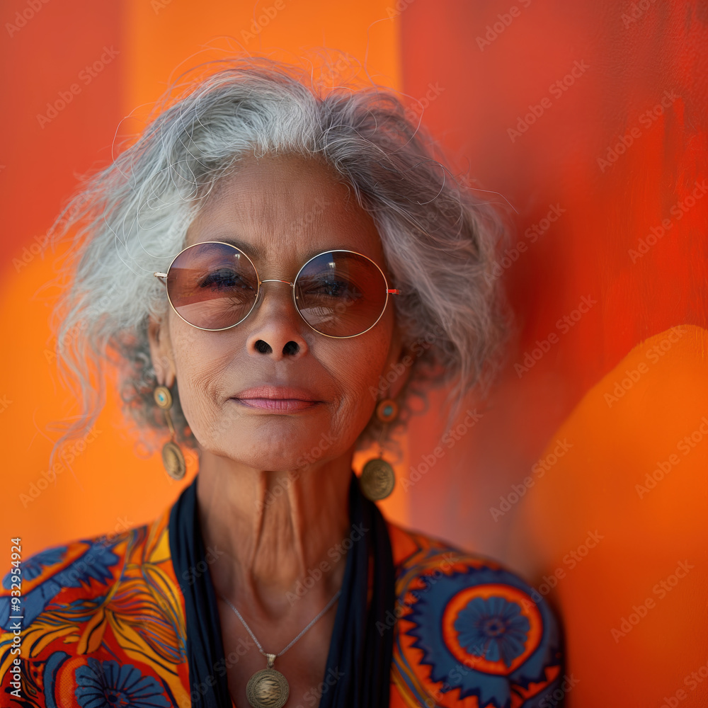 Schwarze Seniorin mit Sonnenbrille