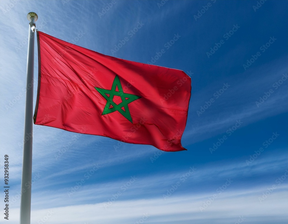 Naklejka premium close up of Moroccan flag waving