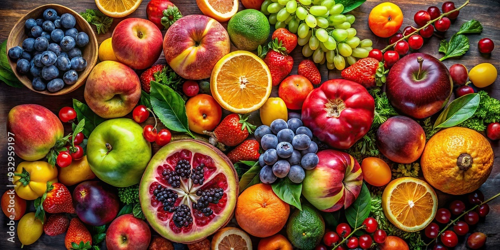 Dreamy Still Life Fruit Composition Whimsical Bird's Eye View Delight