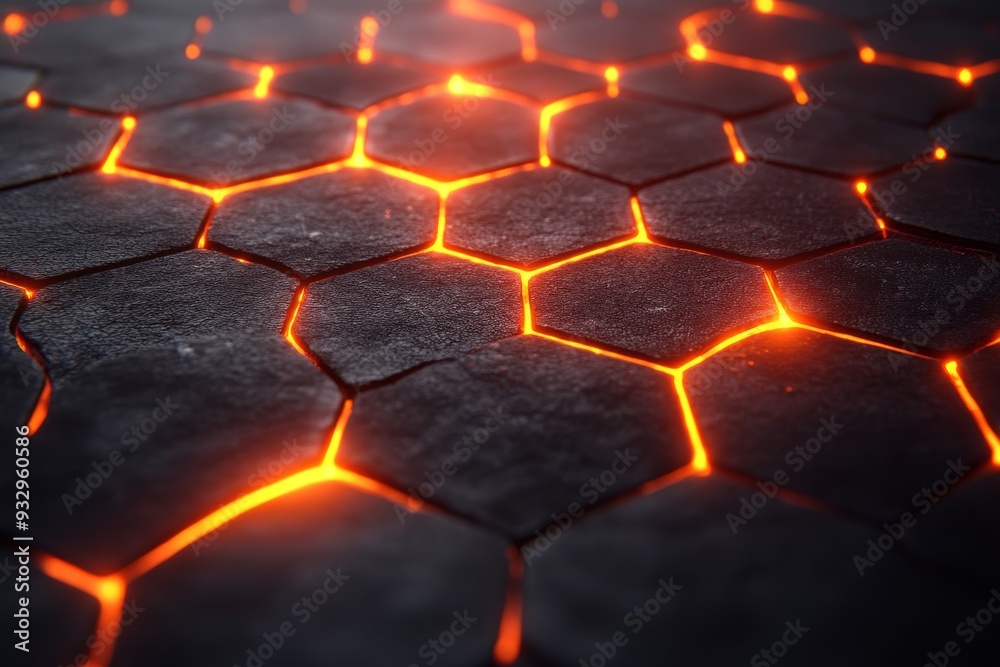 A honeycomb pattern glowing with warm orange light symbolizing the natural beauty of structure and the warmth of connectedness in design