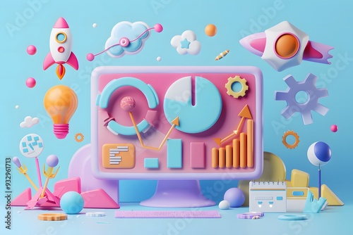 conceptual illustration of business strategy and goal setting