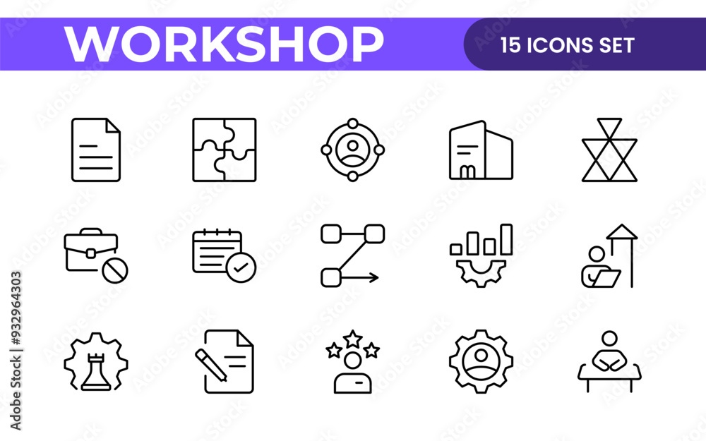 Workshop and Office related outline icon collection. Editable line icon set. Workshop and Office related outline icon collection. Editable line icon set.