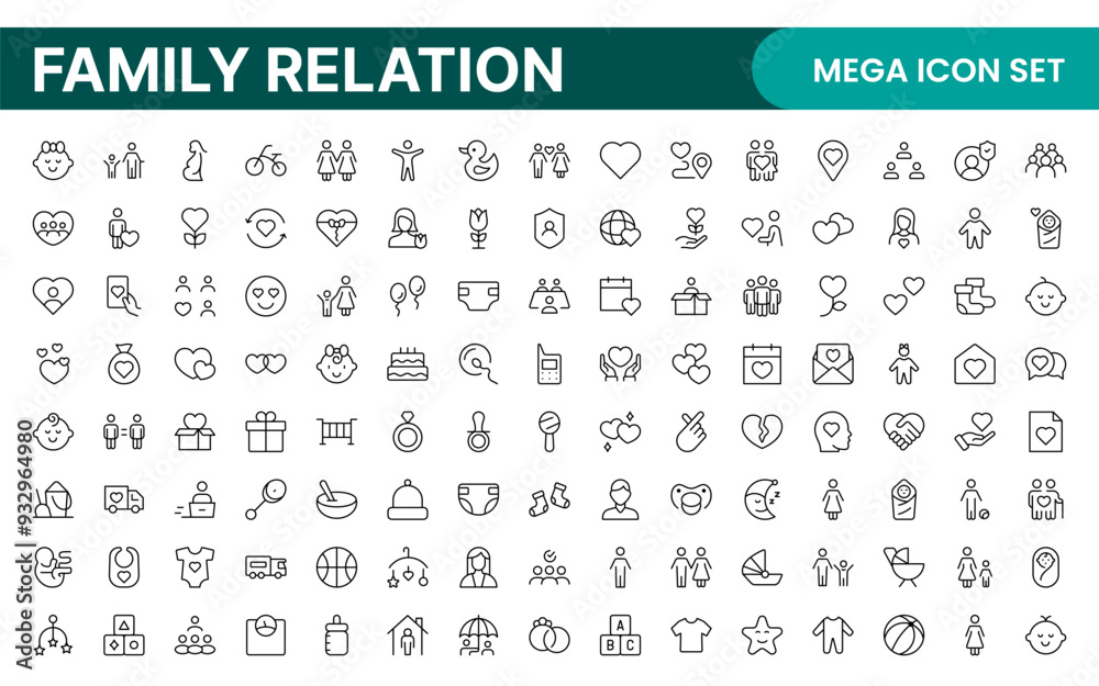 Loving Family Relationships outline modern icon set. editable line icon collection. Loving Family Relationships outline modern icon set. editable line icon collection.