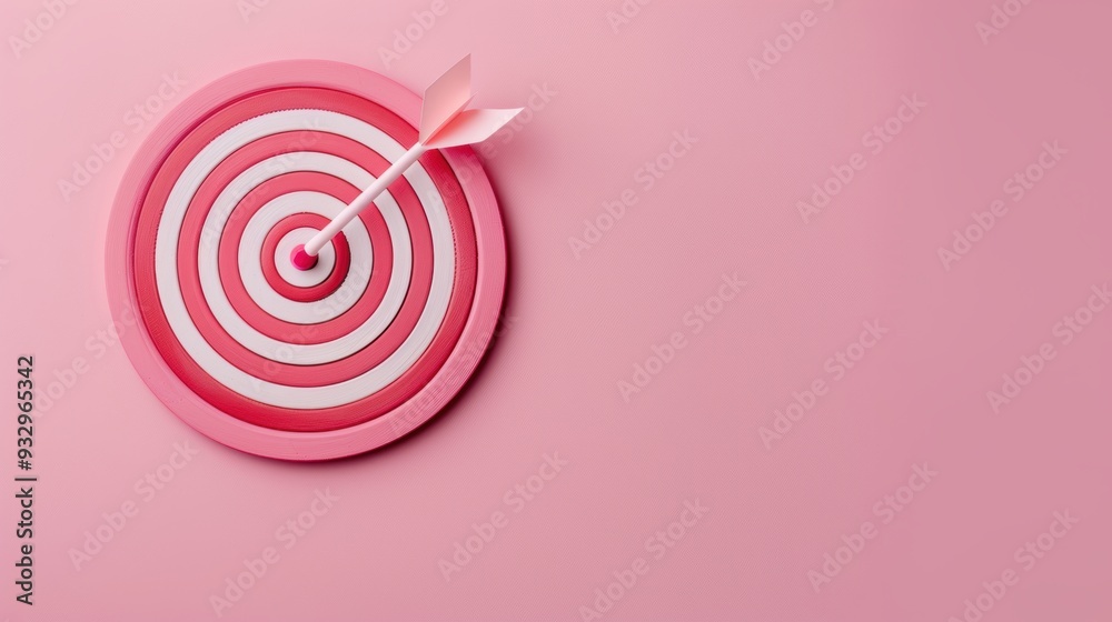 A close-up of a pink target, symbolizing focus and achievement, with a minimalist background and space for adding text or graphics. This image is perfect for conveying concepts of precision and