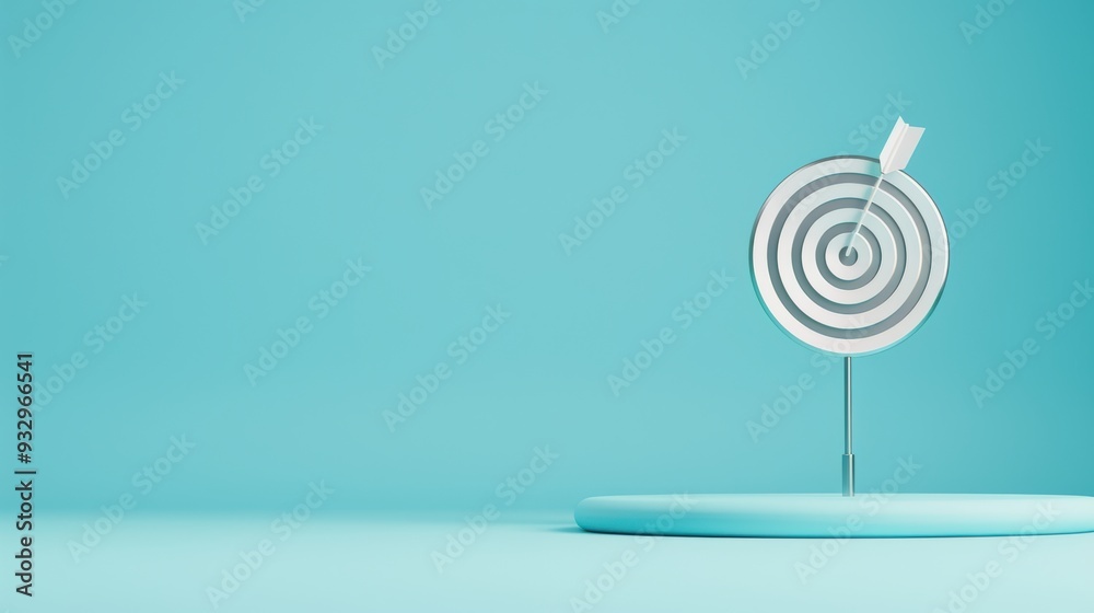 A stylish and modern image of a silver target on a clean, minimalist background, with plenty of copy space for customization. Ideal for presentations and marketing materials.