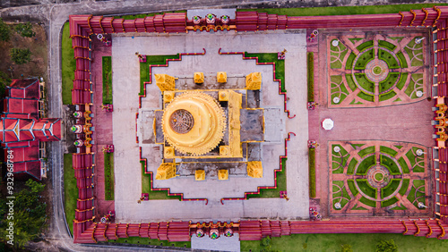 Wat Mahathat Wachiramongkol Former name (Wat Bang Tong) is located Krabi, a towering pagoda is beautiful, tourists are always watching In the evening, the sun sets. photo