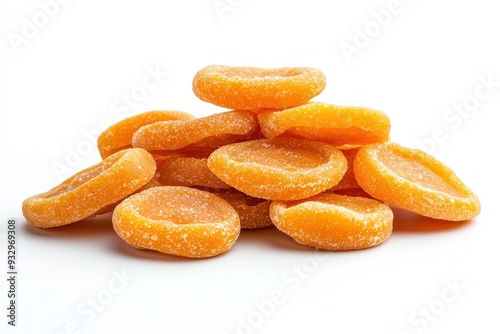 Authentic Indian orange candy set against a white background, highlighting the traditional treat
 photo