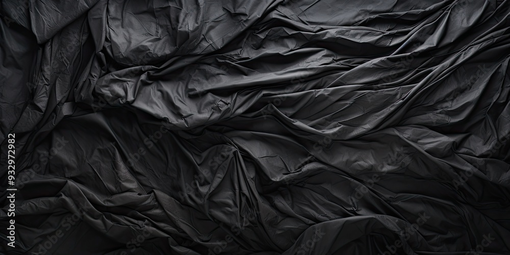 Obraz premium Crumpled black paper texture abstract background with copy space for text