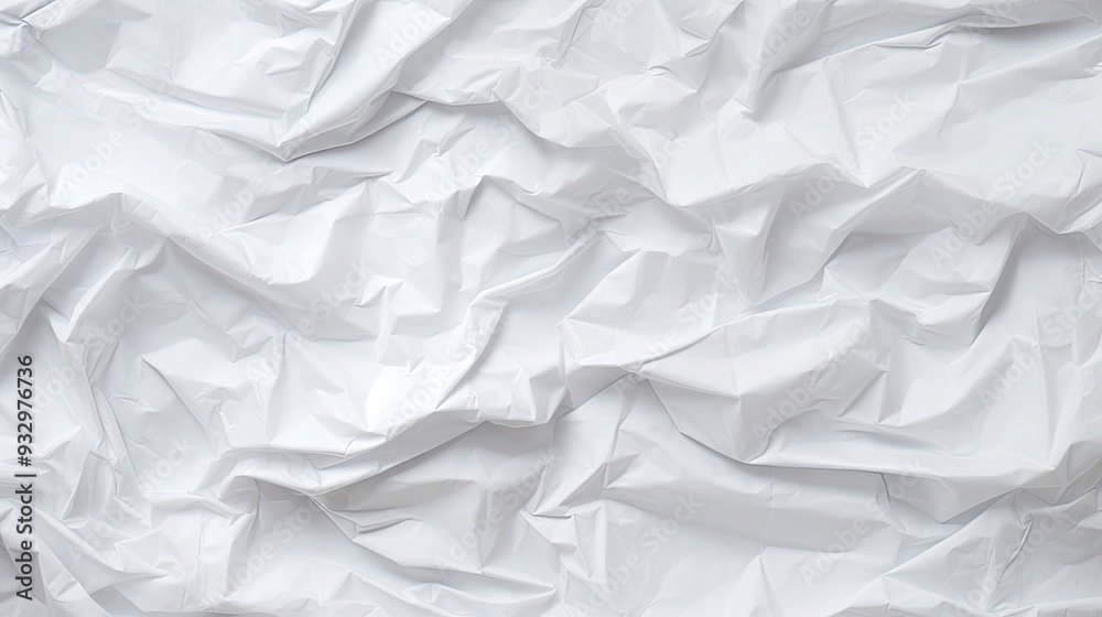 Fototapeta premium Crumpled white paper texture abstract background with copy space for text