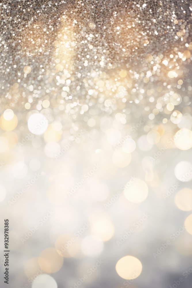 Fototapeta premium Glitter vintage lights silver and white de-focused abstract banner background