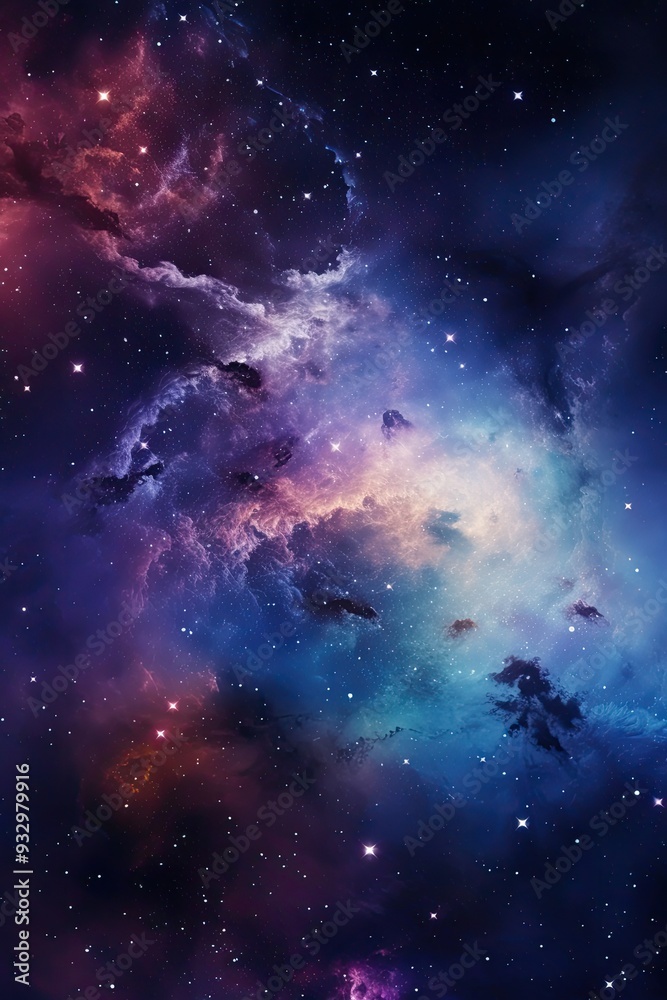 Fototapeta premium Nebula and galaxies in space abstract cosmos background