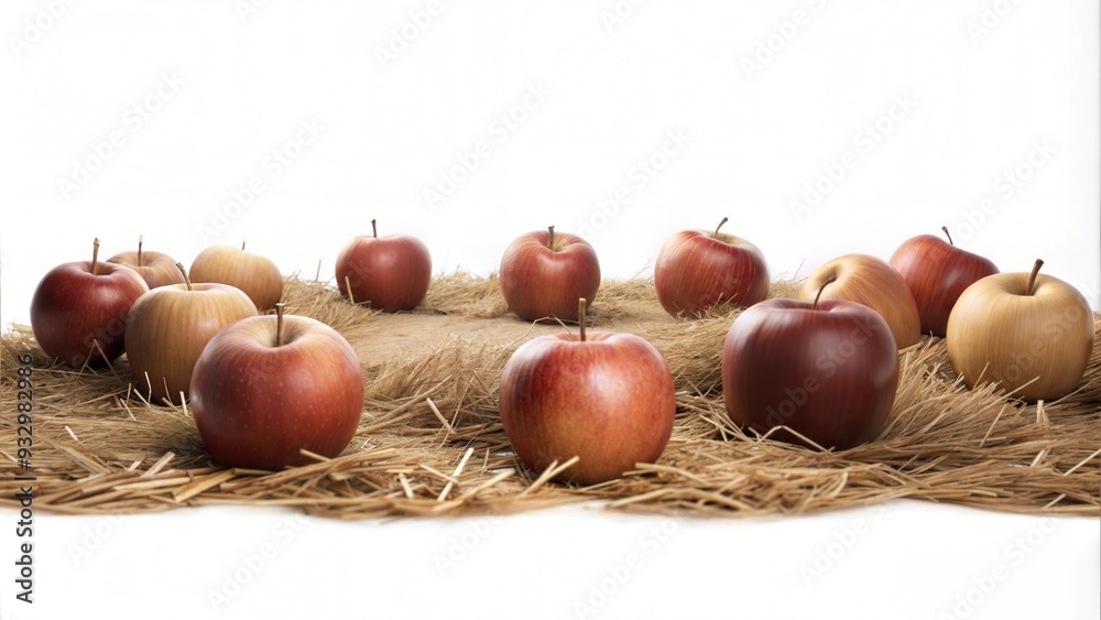 Apples on transparent background.Ripe isolated fruit in a basket on the background of autumn landscape.Apple orchard in the background. Fall harvest. Apples on transparent background.Ripe isolated fruit in a basket on the background of autumn landscape.Apple orchard in the background. Fall harvest.