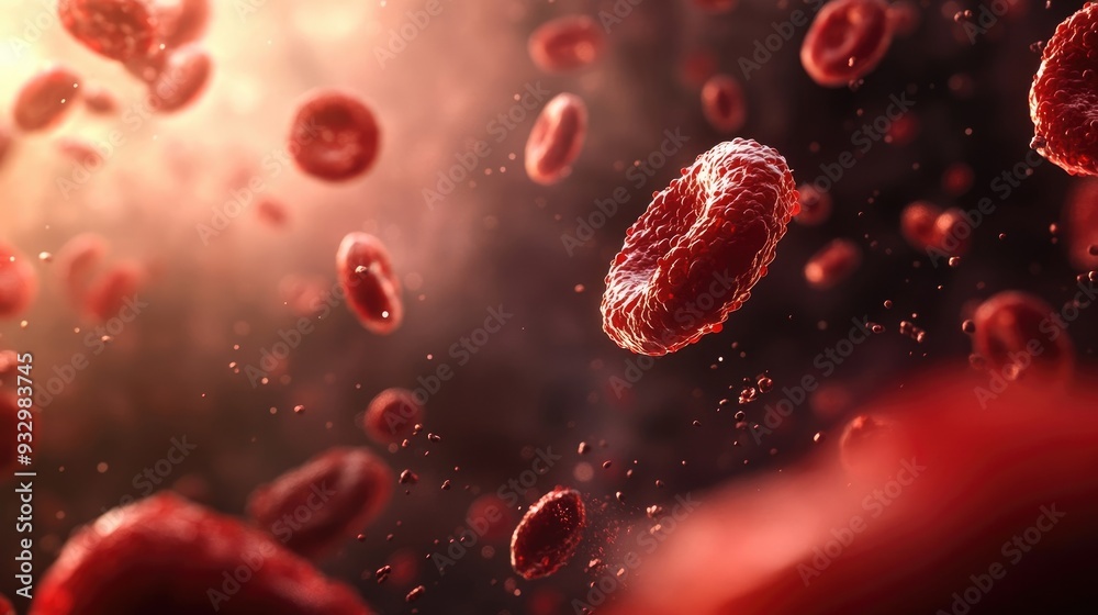 Fototapeta premium High-Resolution Close-Up of Blood Cells, Leukocytes, and Erythrocytes