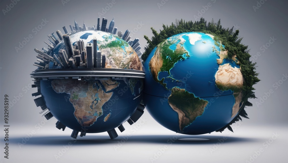 Fototapeta premium City Earth or Nature Earth