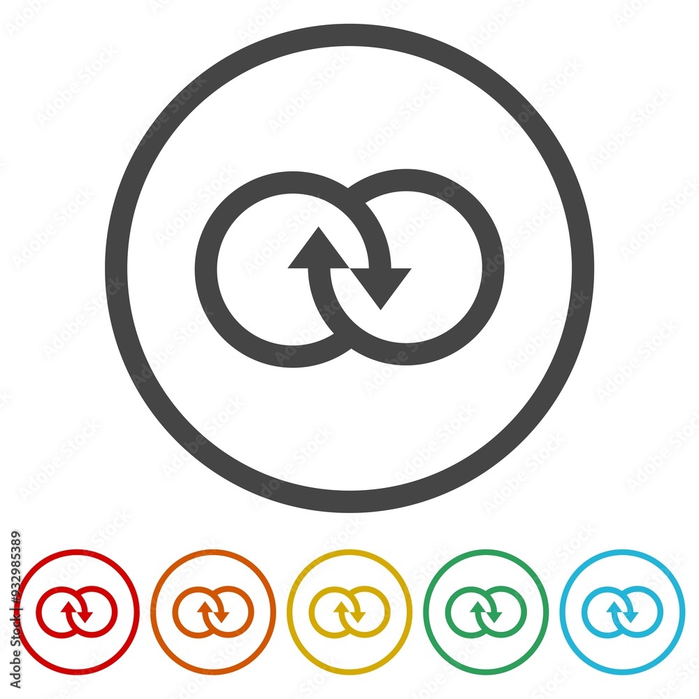 Synergy icon. Set icons in color circle buttons Synergy icon. Set icons in color circle buttons
