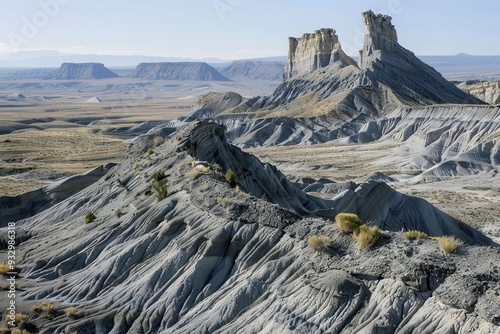 Grey Landscape: Bentonite Fins in Caineville, Utah - Offroad Riding Adventure photo