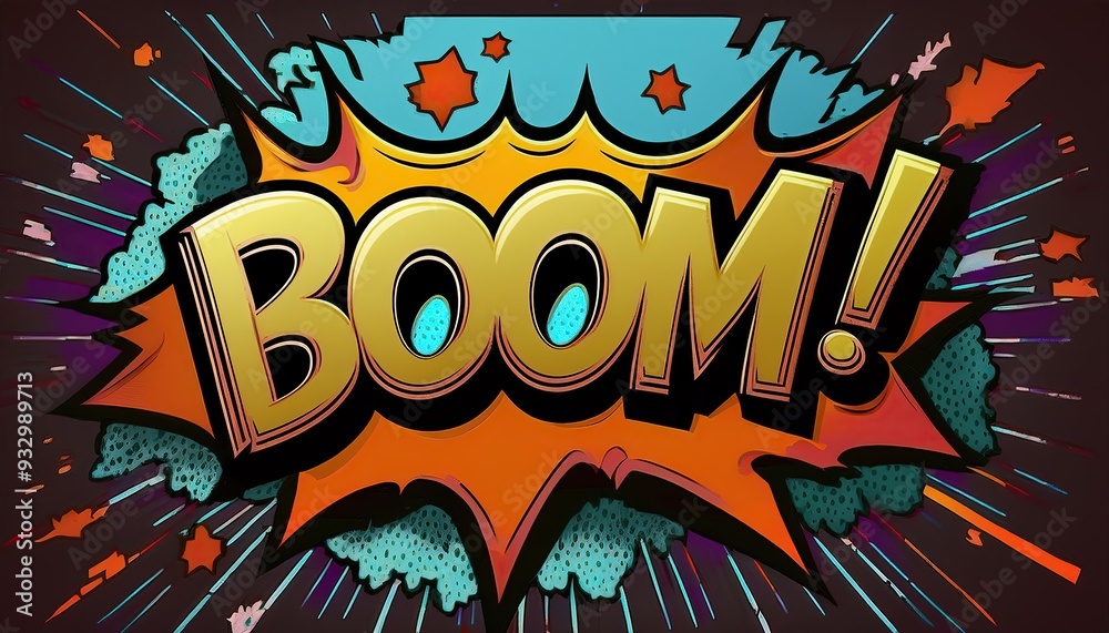Fototapeta premium Boom comic explosion with dynamic text and colorful design