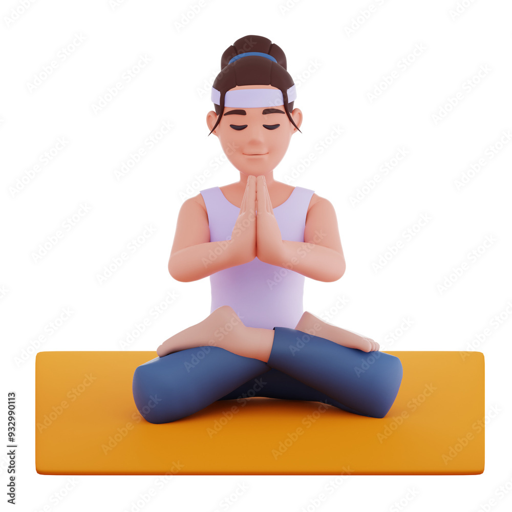 Fototapeta premium purple yoga international day 3d illustration